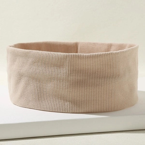Bandeau élastique en tricot de coton beige clair pour le sport et le yoga