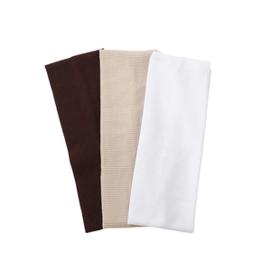 Lot de trois bandeaux élastiques en maille couleurs marron, kaki et blanc uni