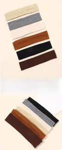 Set of six ribbed knitted headbands in earthy tones for sports and yoga fitness