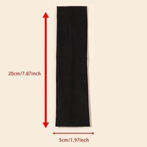 Elastic black sports headband for yoga with 20x5cm size measurement details