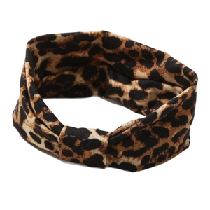 Fascia per capelli sportiva ampia con stampa leopardata, fascia elastica per yoga e fitness