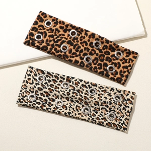 Fascia Elastica Leopardata Y2K Punk Con Occhielli In Metallo Traforata Hip Hop Fascia Per Capelli Da Donna Gioielli Per Capelli