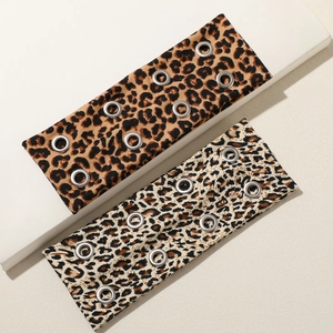 Fasce per capelli punk Y2K leopardate con occhielli metallici set da due pezzi