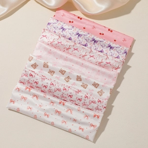 7-pack cartoon bear and bow print elastic fabric headbands for women hair styling