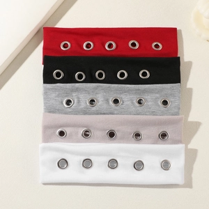 5er-Pack elastische Stirnbänder mit Metallösen in Rot, Schwarz, Grau, Rosa und Weiß
