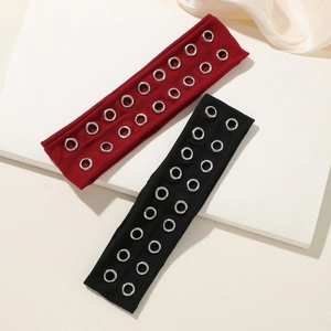 Punk Style Knitted Hairband For Women Metal Grommet Hollow Out Elastic Headband Streetwear Fashion Hair Accessories