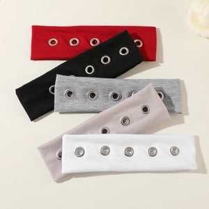 Einfarbiges Elastisches Stoff Stirnband Mit Silbernen Metall Ösen Punk Stil Dehnbares Breites Haarband Für Damen Sport Alltag Kopfbedeckung