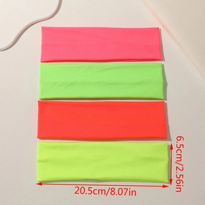 Detaillierte Größenangaben für ein Viererpack lebhafter elastischer Sport-Stirnbänder