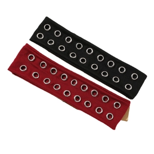 Punk style knitted headbands with metal rivets in black and dark red colors