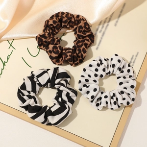 Elegant Leopard Polka Dot Zebra Stripe Fabric Scrunchies Fashion Large Elastic Hair Bands Ponytail Holder For Women Accessories