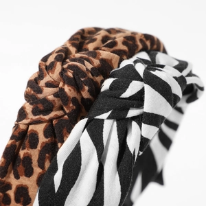 Retro leopard and zebra print knotted headband set with high crown fabric texture
