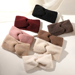 Cross knot fleece headbands in seven colors for winter warmth and yoga styling