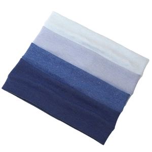 Set of 4 elastic knitted headbands in blue gradient tones for washing or sports use