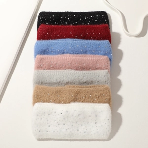 Eleganter Kunstmink Pelz Strass Stirnband Plüsch Gestricktes Haarband Haarklammer Weich Warm Kopfschmuck Für Damen Mode