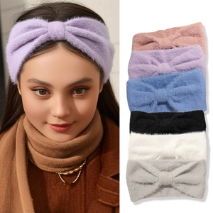 Lot de bandeaux d'hiver en fausse fourrure avec nœud en six couleurs pour femmes mode
