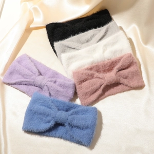 Bandeaux en tricot de fausse fourrure avec nœud en plusieurs couleurs pour l'hiver