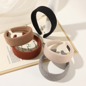 Set mit 5 dicken gepolsterten Samt Stirnbändern in Schwarz Braun Beige Grau