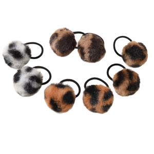 Set aus 8 Plüsch-Haargummis mit Leopardenmuster und elastischen Bändern in Farben