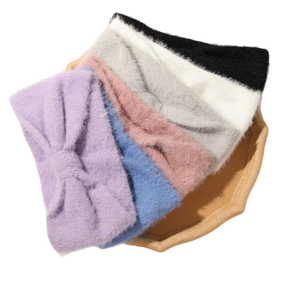 Bandeaux épais en fourrure de vison tricotés avec nœud, plusieurs couleurs pour l'hiver