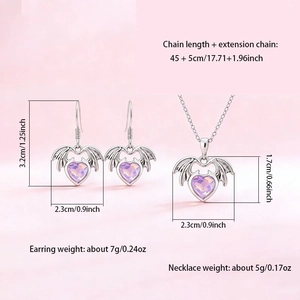 Tableau des tailles détaillé pour parure bijoux chauve-souris et cœurs violets