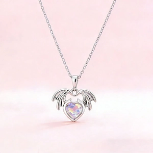 Parure Bijoux Collier Boucles d'Oreilles Cœur Ailes de Chauve-Souris Alliage Strass Argenté Halloween Fête Femme