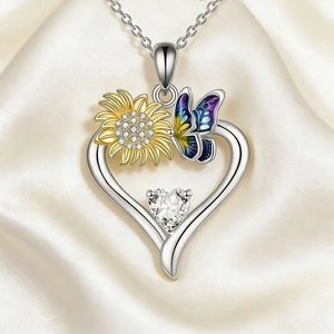 Legering Hart Zonnebloem Vlinder Halsketting Oorbellen Sieradenset Met Zirkonia Dames Mode Sieraden Accessoire Cadeau
