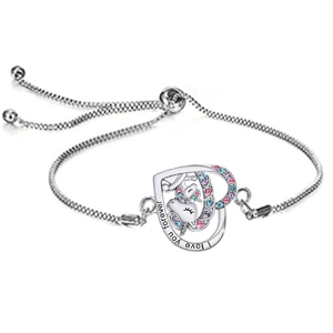 Unicorn heart pendant necklace with colorful crystals and I Love You Forever engraving