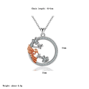 Detail showing hummingbird flower pendant dimensions 21mm and 45cm plus 5cm chain