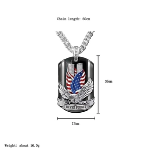 Punk eagle military tag necklace with Never Forget engraved pendant for men