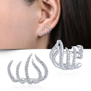 Pendientes de Botón de Garra Irregulares Exagerados Modernos Aleación Incrustado de Strass Onda Rastreador de Oreja para Mujer Joyería Regalo
