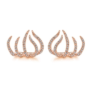 Elegantes pendientes de garra en oro rosa con pavé de circonitas brillantes