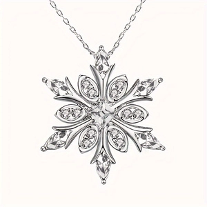 Elegant silver snowflake necklace with sparkling crystals, perfect gift for girls