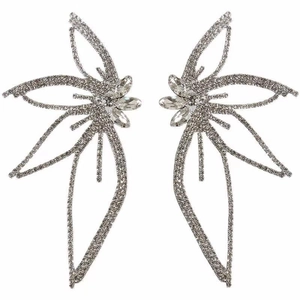 Orecchini a fiore in argento con strass trasparenti e cristalli taglio marquise