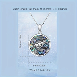 Exquisite abalone shell sea turtle necklace with 45+5cm chain for women and kids