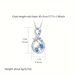Detailed size specifications of the sea turtle and starfish infinity pendant necklace