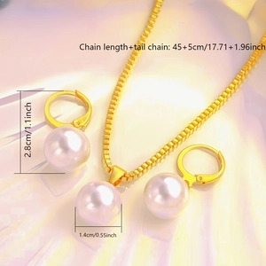 Detailansicht des Perlen-Schmucksets mit 45+5cm Kette und 1,4cm großen Anhängern