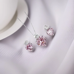 Luxus Legierung Herzform Strass Schmuck Set Herz Anhänger Halskette Und Ohrstecker Für Hochzeit Party Damen Schmuck