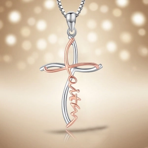 Double Color Cross Faith Letter Pendant Necklace And Earrings Alloy Rhinestone Religious Jewelry For Women Couples