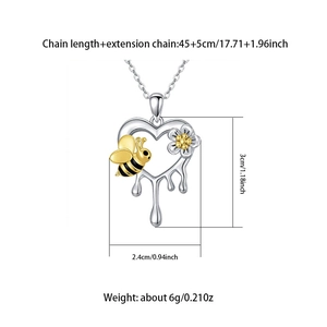 Specifiche dettagliate delle dimensioni per il set collana con ciondolo a cuore e ape