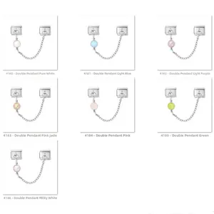 Italian charm bracelet safety chain modules with colorful bead charms in various shades