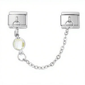 Italian 9mm silver charm safety chain with crystal diamond for modular link bracelets