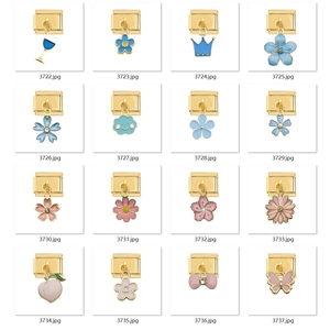 Breloques italiennes personnalisées en acier doré avec motifs floraux et émaillés