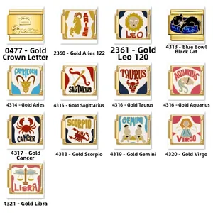 Italian Charm Bracelet Link Stainless Steel Gold Plated Enamel Zodiac Constellation Modular DIY Jewelry Gift For Women