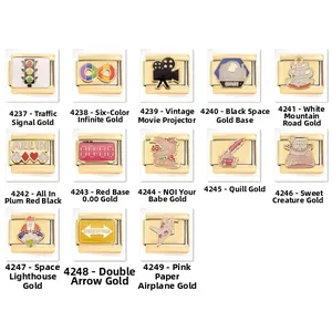 Eslabón de Amuleto Italiano Acero Inoxidable Chapado en Oro Modular DIY Esmalte Semáforo Espacio Corazón Para Pulsera
