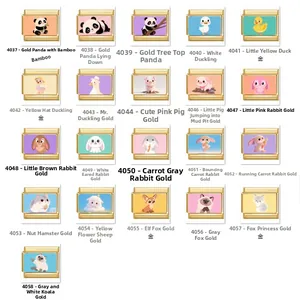 Eslabones modulares de acero inoxidable oro 18K estilo italiano con osos y animales