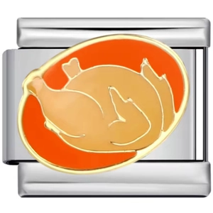 Maillon italien en acier inoxydable avec motif dinde en émail pour bracelet DIY