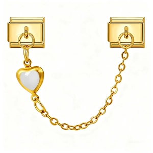Italian charm bracelet with gold heart pendant and secure connection chain