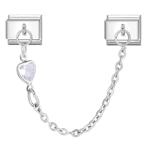 Italiaanse modulaire armband van roestvrij staal met hartvormige hanger en dubbele schakels