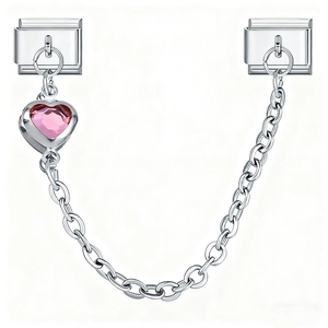 Veiligheidsketting voor Italiaanse charms met roze hartbedel en zilveren schakels