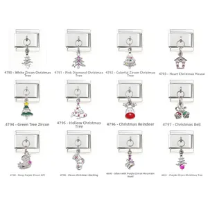 12-delige kerst Italiaanse modulaire bedelarmband links van roestvrij staal met emaille
